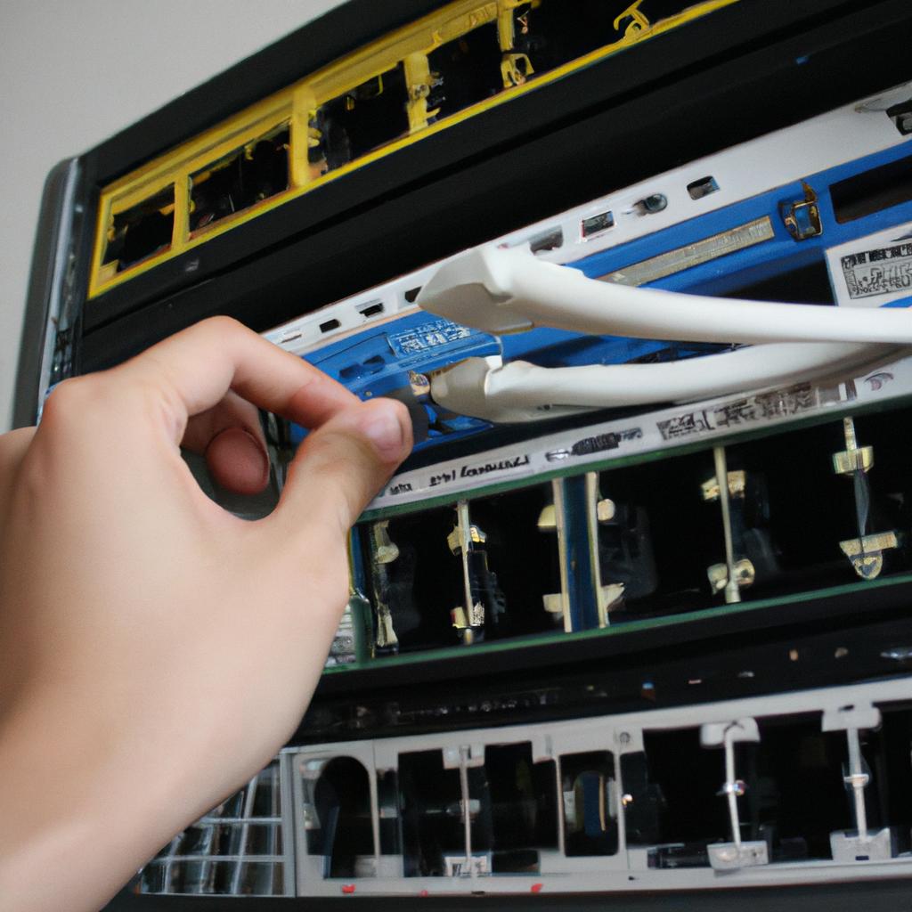 Person configuring computer network equipment